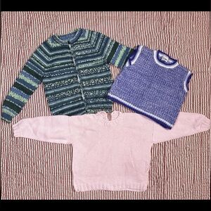 VTG Girls Size 8 Lot Of Knit Sweater Cardigan Vest 2 Handmade Health Tex school